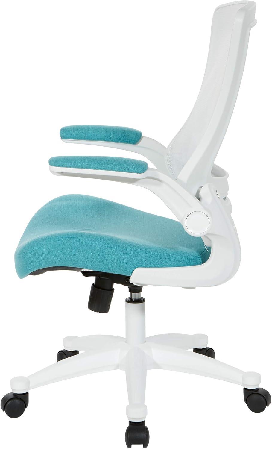 Office Star Products White Screen Back Manager's Chair in White Turquoise Fabric