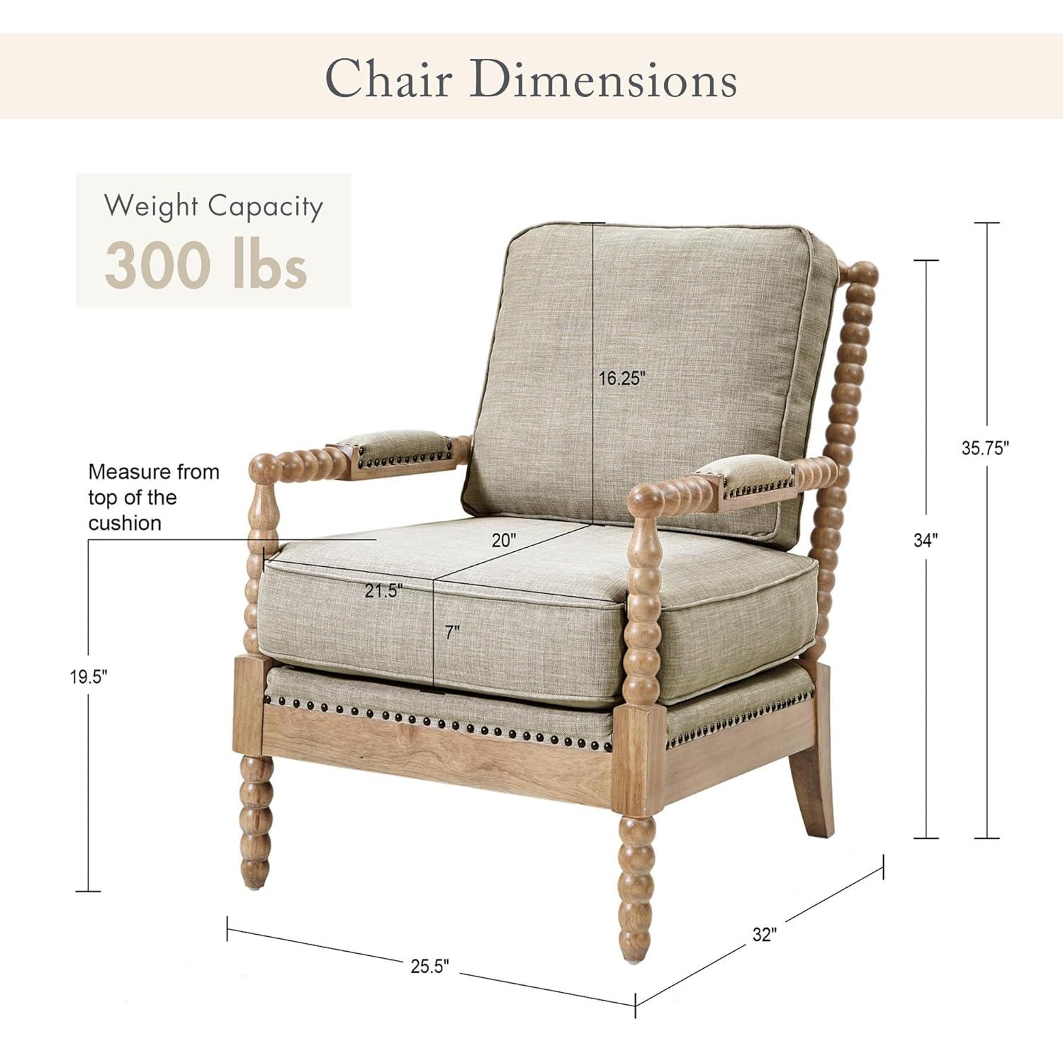 Madison Park Lyla Accent Chair Beige: Upholstered, Plywood Frame, Removable Cushions