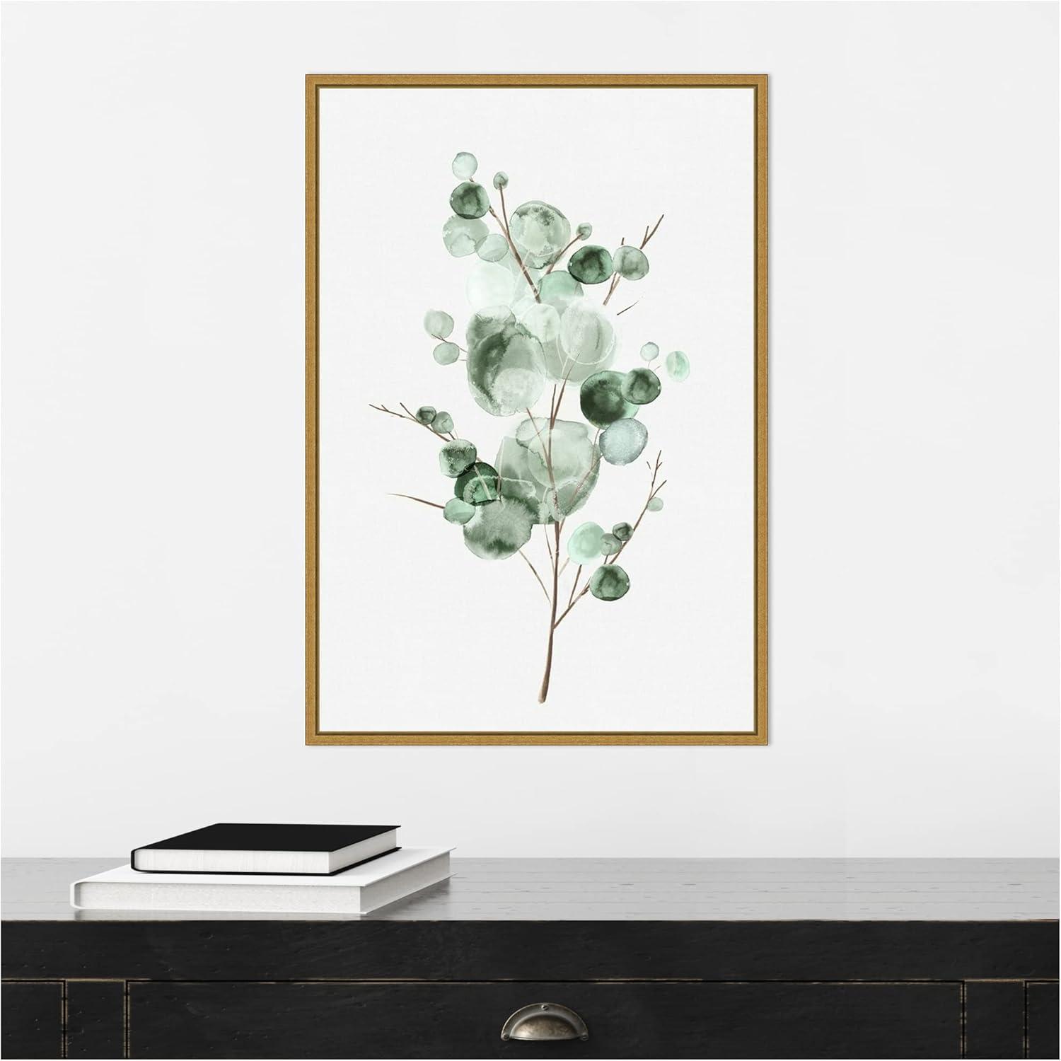 Modern Gold Framed Botanical Eucalyptus Canvas Print