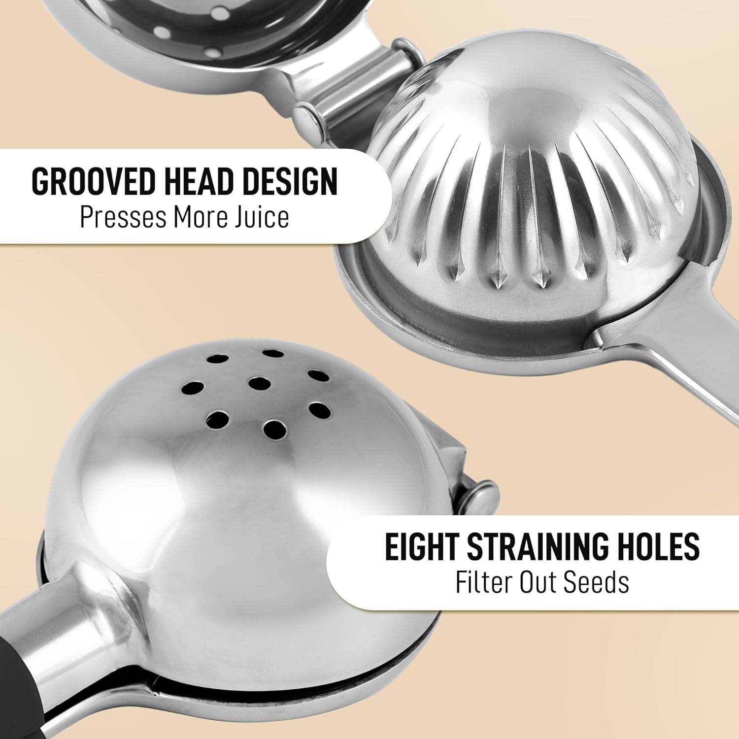 Unique Bargains Stainless Steel Lemon Citrus Manual Hand Squeezer  with Non-Slip Grip Handle Black