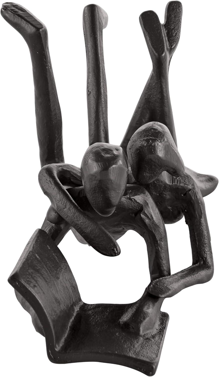 Danya B Brown Cast Iron Abstract Couple Reading Book Together Sculpture - Tabletop Figurine For Desks or Shelves