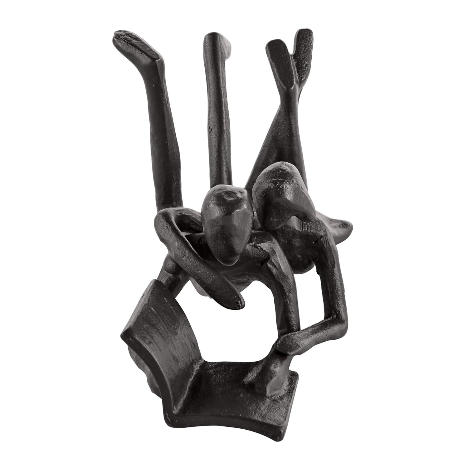 Danya B Brown Cast Iron Abstract Couple Reading Book Together Sculpture - Tabletop Figurine For Desks or Shelves