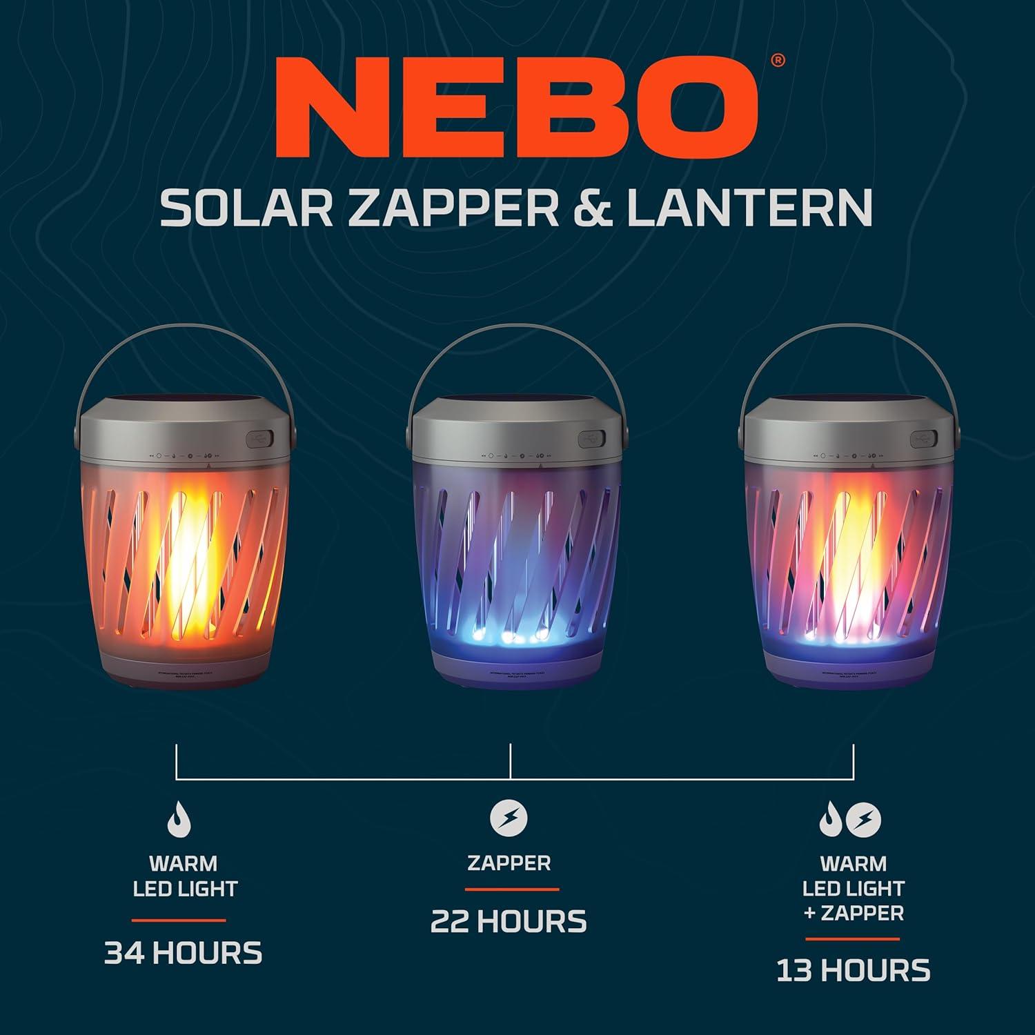 Nebo 3.7V Lithium-Ion Battery Led Solar Torch Zapper And Lantern