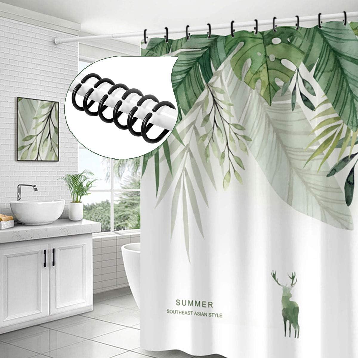 Evideco Solid Plastic Shower Curtain Hooks Rings (Set of 12)