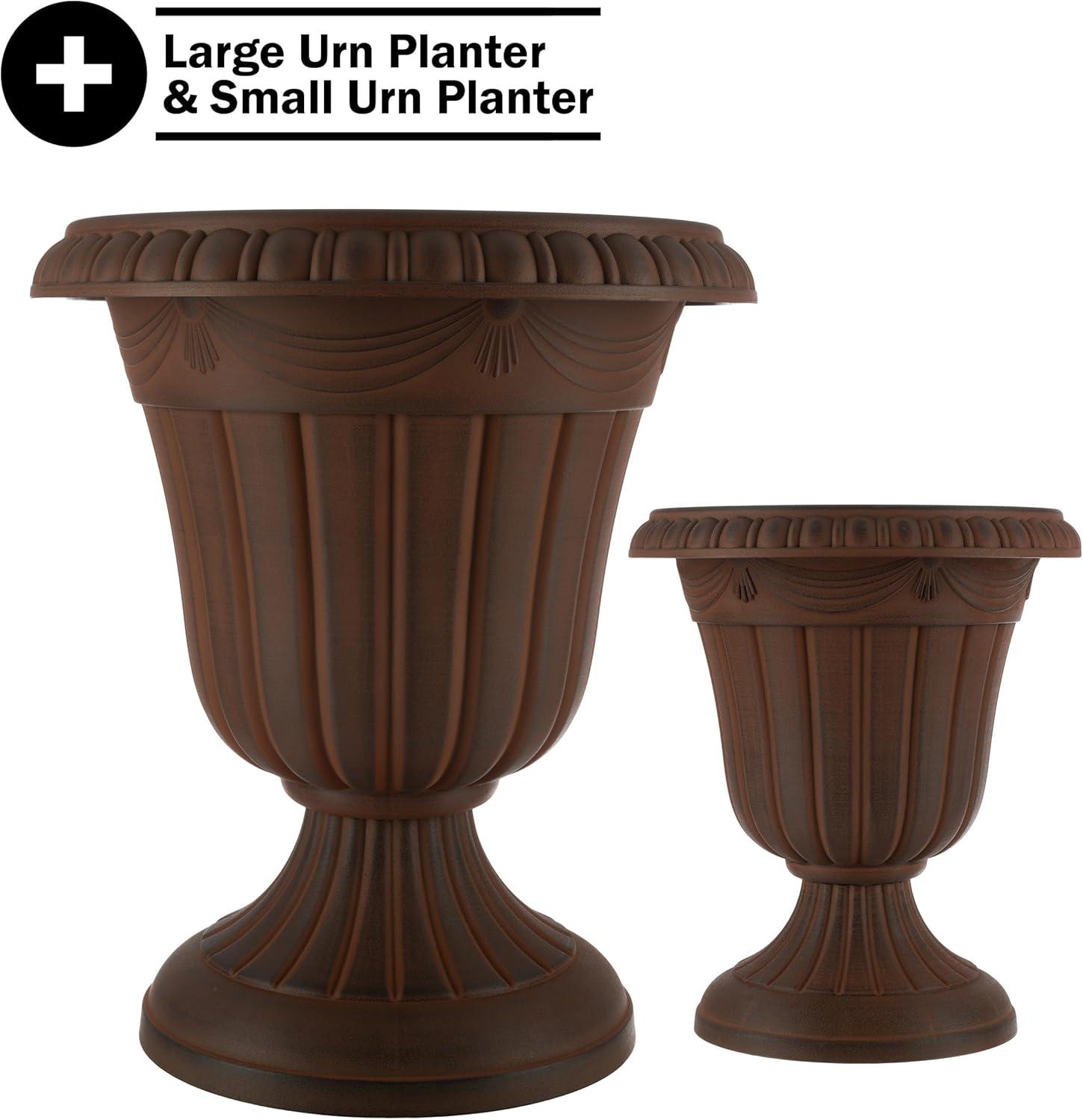 Pure Garden 2pc Outdoor Urn Planters 10"x12" & 16"x18"