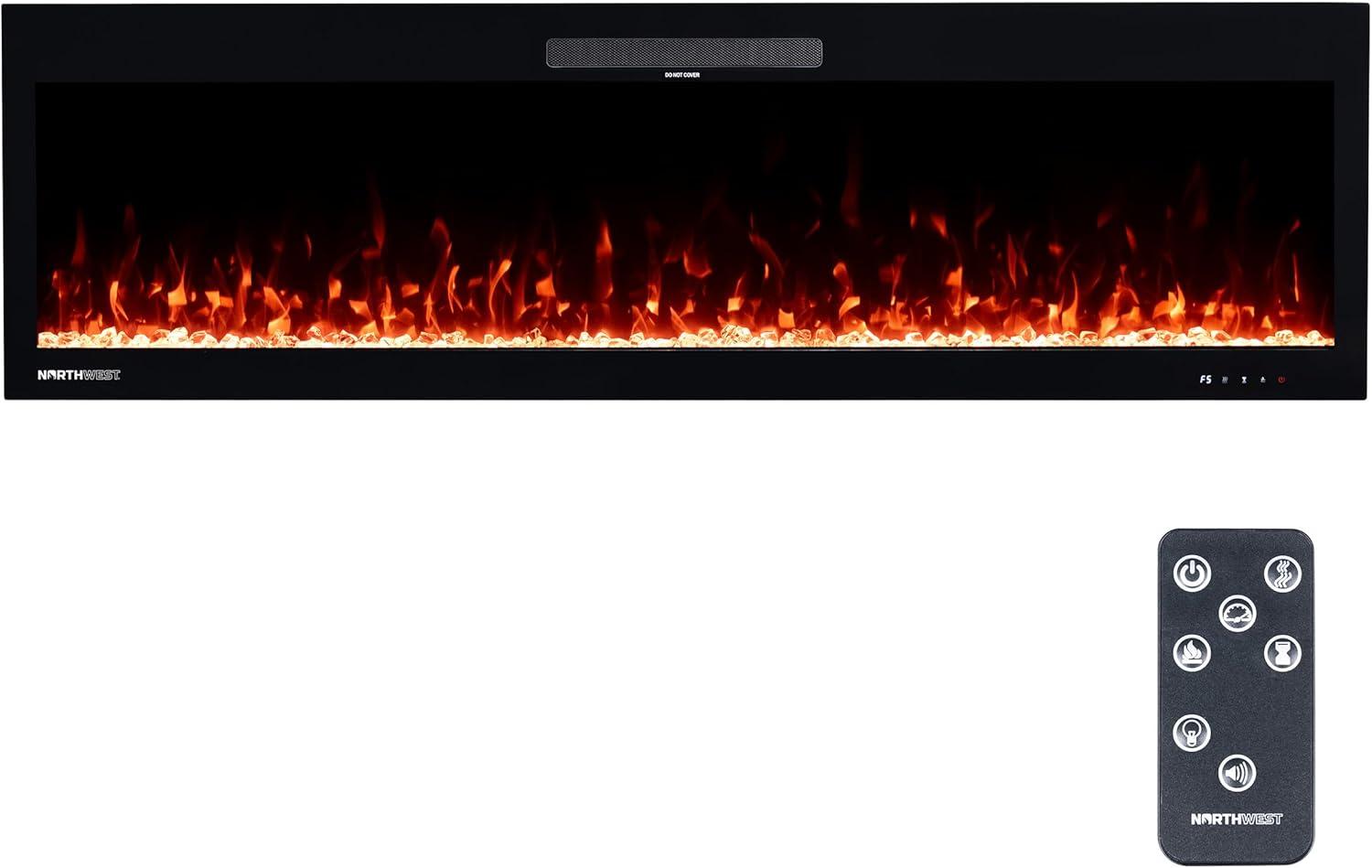 Northwest 60 Inch Electric Fireplace with Fire Crackling Sounds and Remote