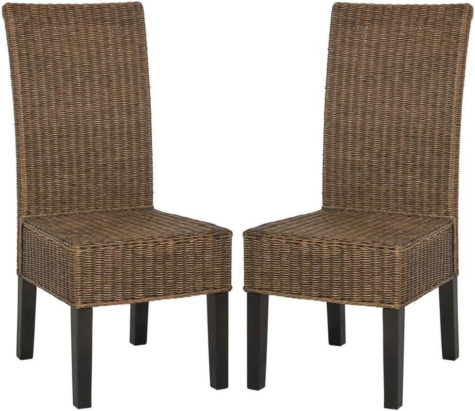 Arjun 18" H Wicker Dining Chair (Set of 2) - SEA8013 - Antique/Grey - Safavieh