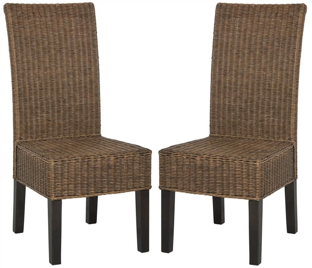 Arjun 18" H Wicker Dining Chair (Set of 2) - SEA8013 - Brown/Multi - Safavieh