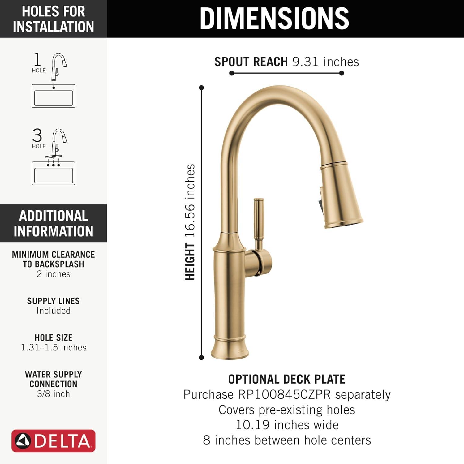 Renaldi Brushed Gold Touchless Pull-Down Kitchen Faucet