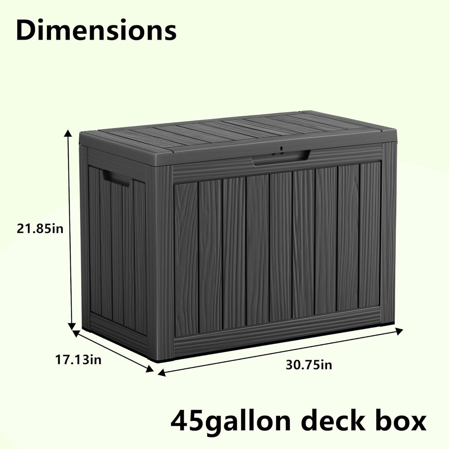 45 Gallon Black Resin Lockable Deck Box