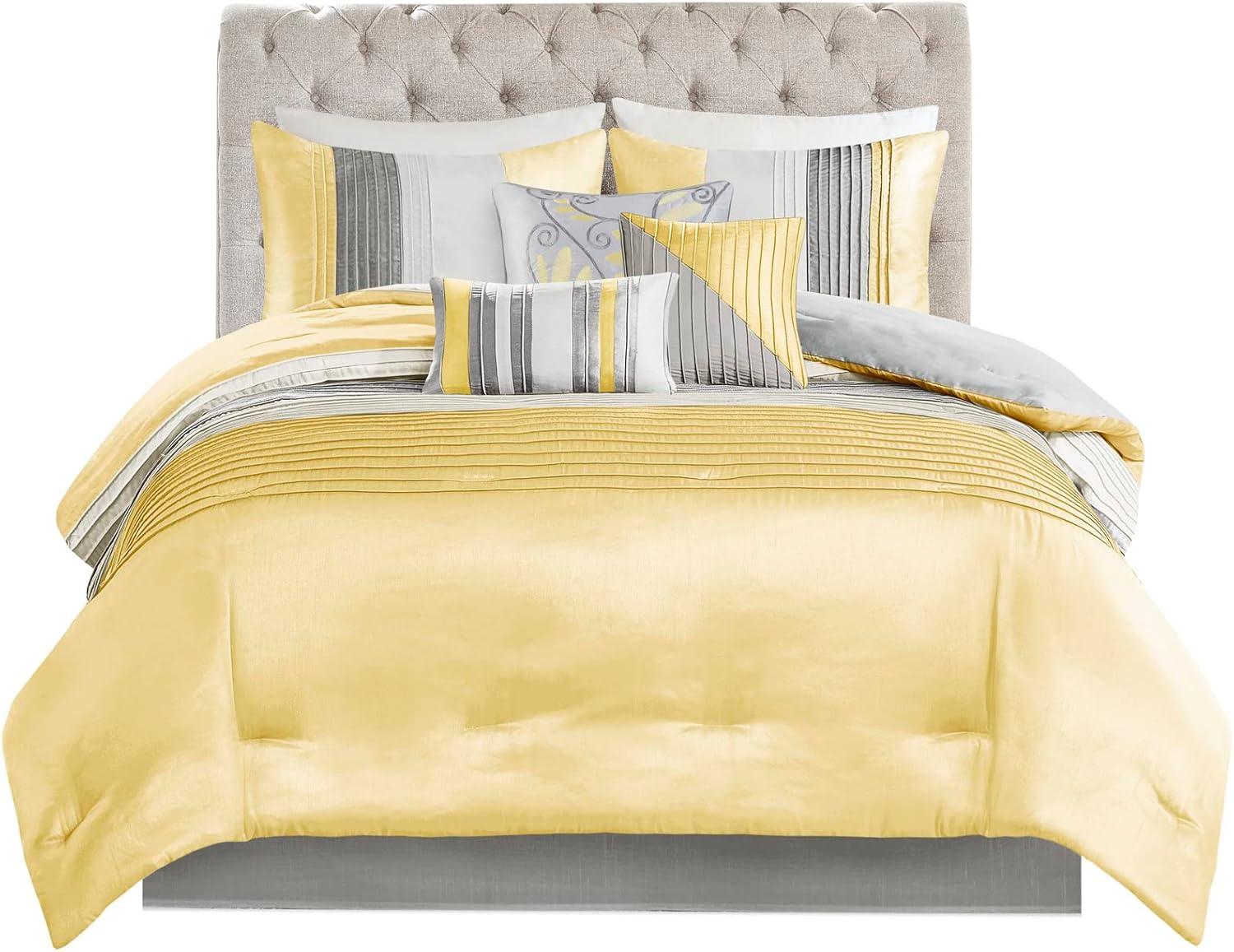 Amherst 7 Piece Striped and Pleated Comforter Set