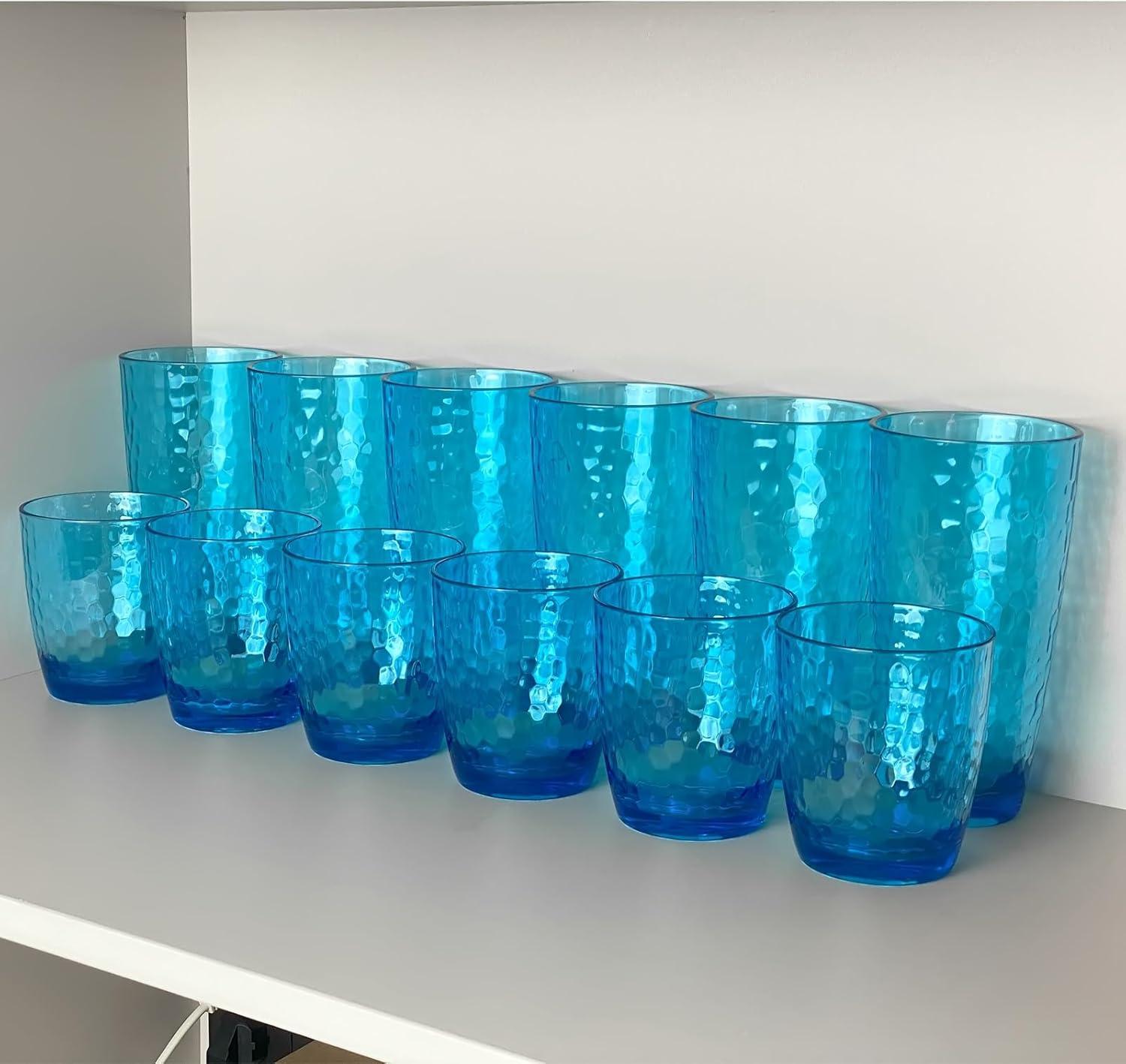 26-Ounce Large Acrylic Glasses Plastic Tumbler/Drinking Cups,Set of 6 Multi-Hammered Style,BPA Free