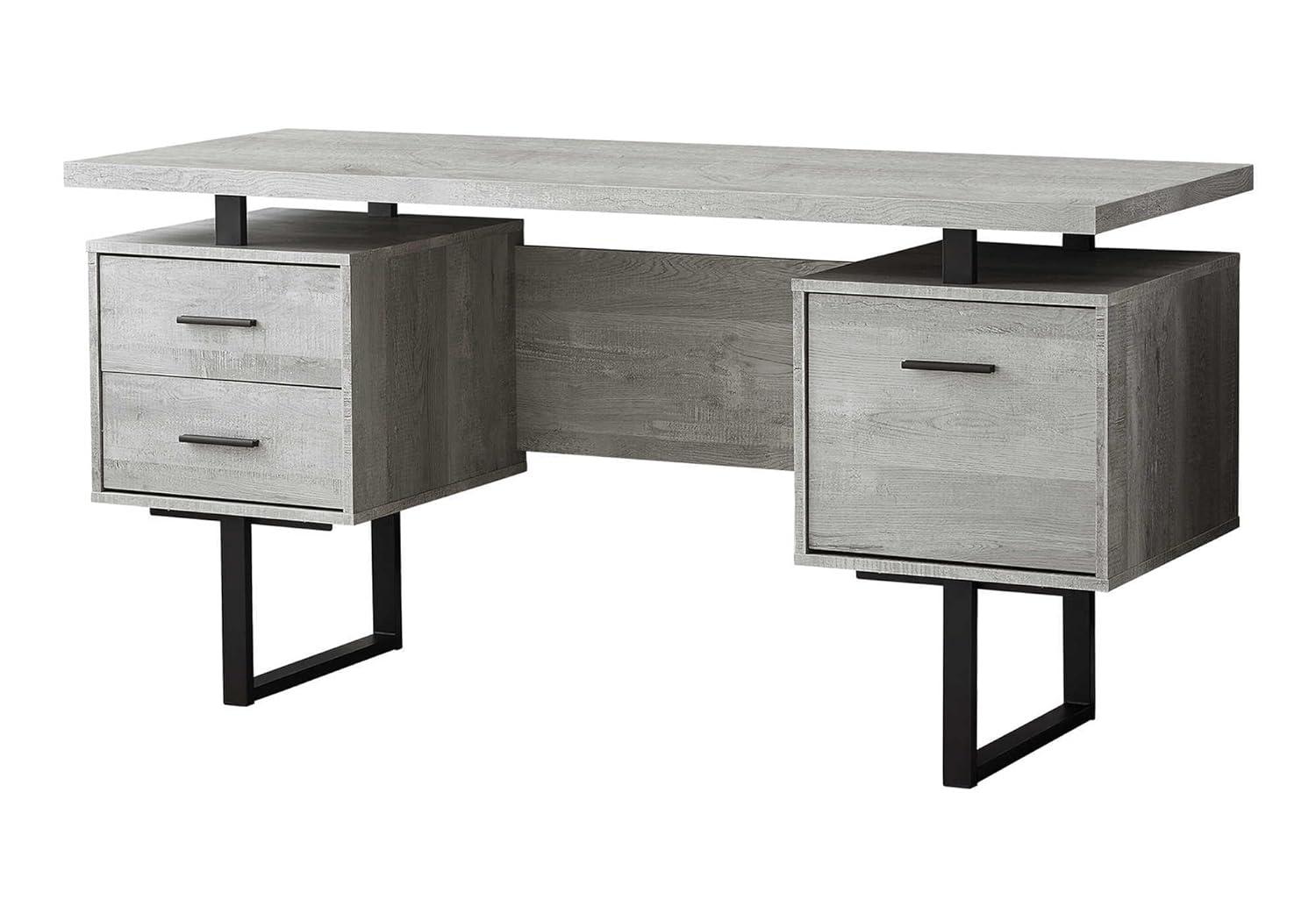 Monarch Specialties Computer Desk, Home Office, Laptop, Left, Right Set-Up, Storage Drawers, 60"L, Metal, Laminate