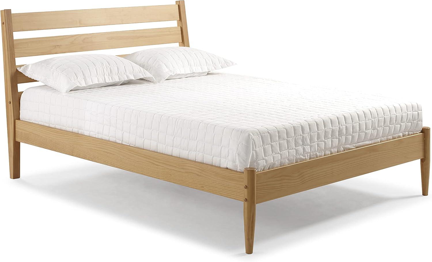 Mid-Century Modern Platform Bed - Queen Size - Scandinavian Oak Finish