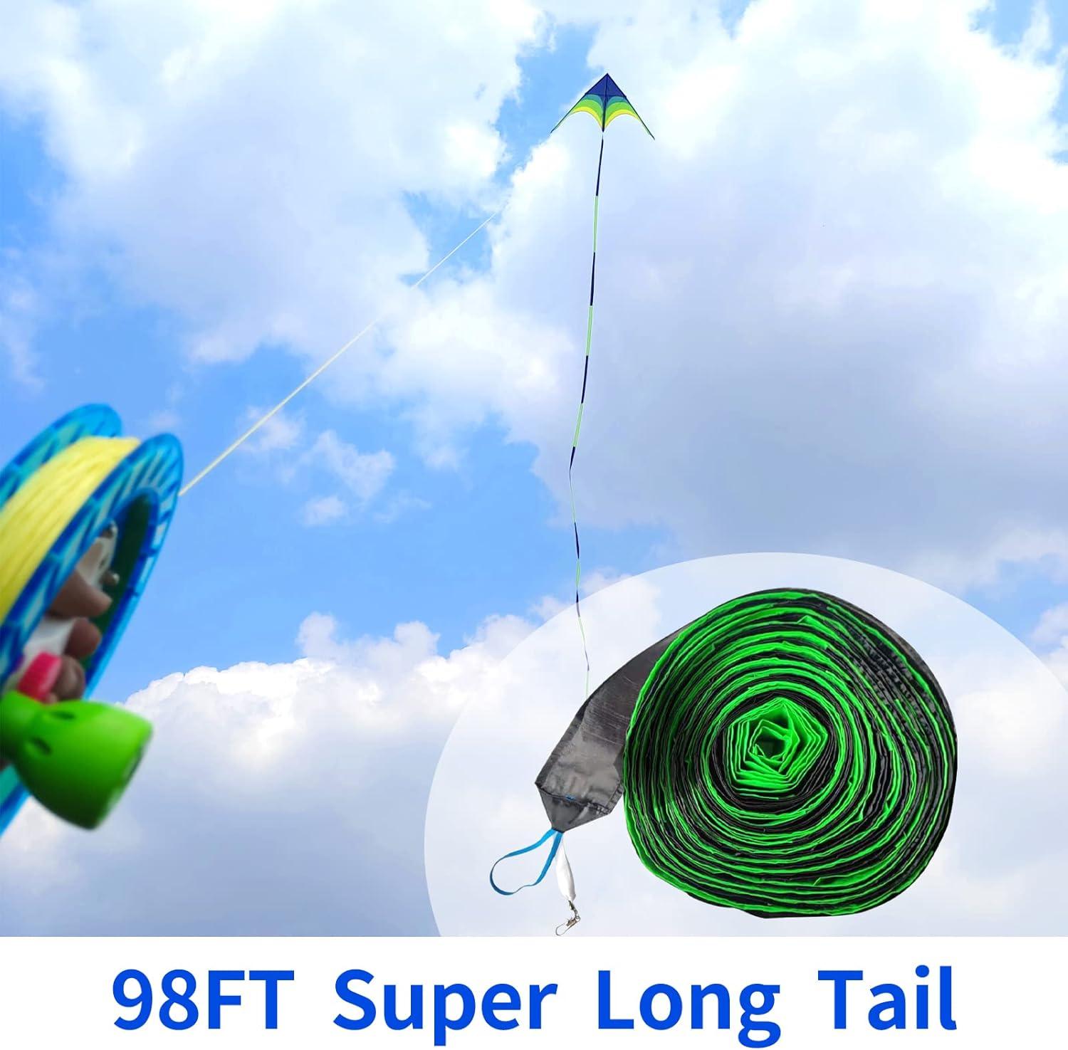 Gaint Kite for Adults Easy to Fly, 9ft Huge Delta Kite Come with 98ft Tail