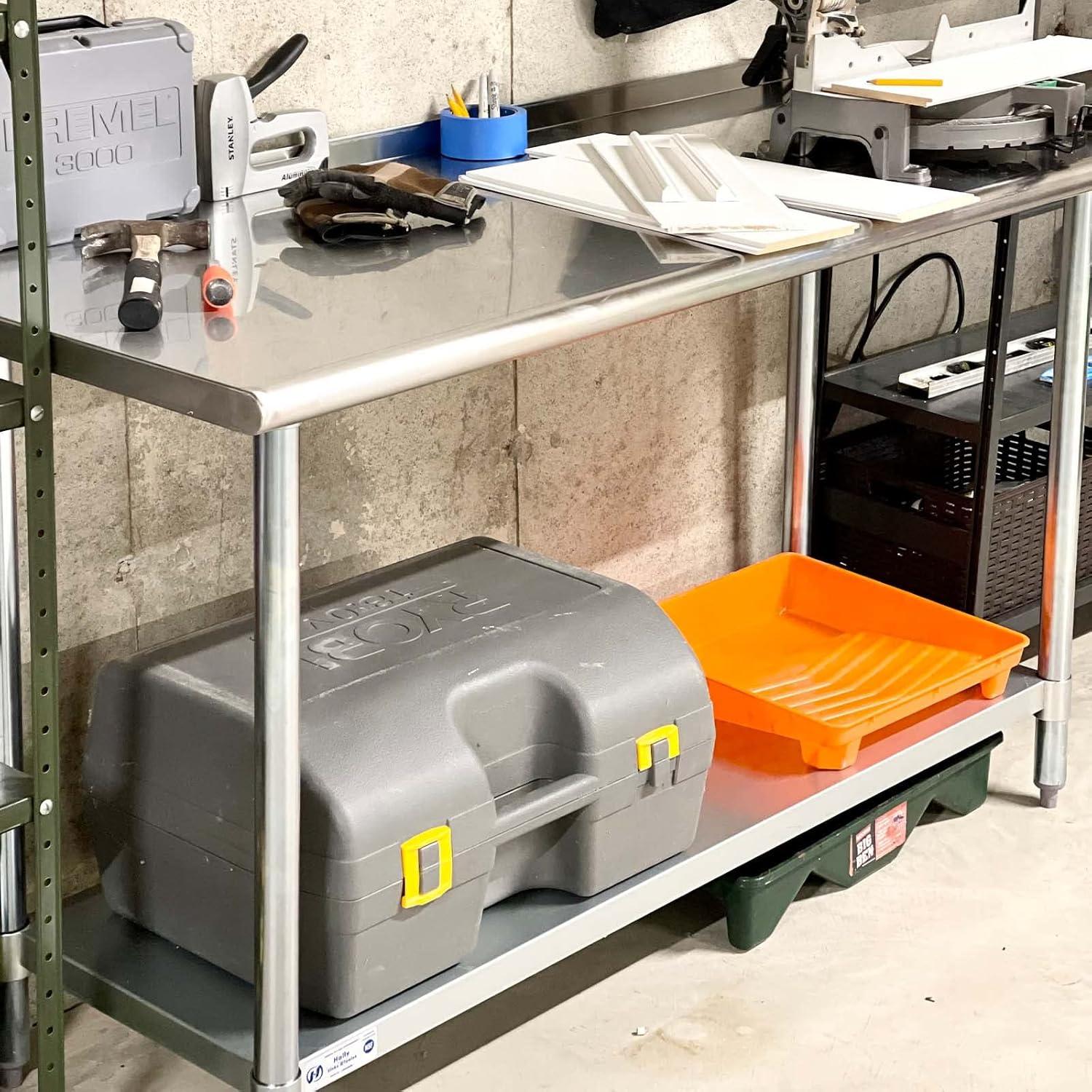 Hally Sinks & Tables HStainless Steel Table for Prep & Work 24 x 72 Inches, NSF Commercial Heavy Duty Table with Undershelf and Backsplash for Restaurant, Home and Hotel