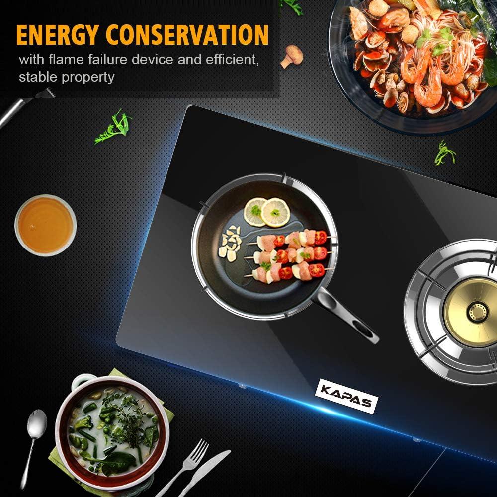 Black Tempered Glass 2-Burner Portable Propane Gas Stove