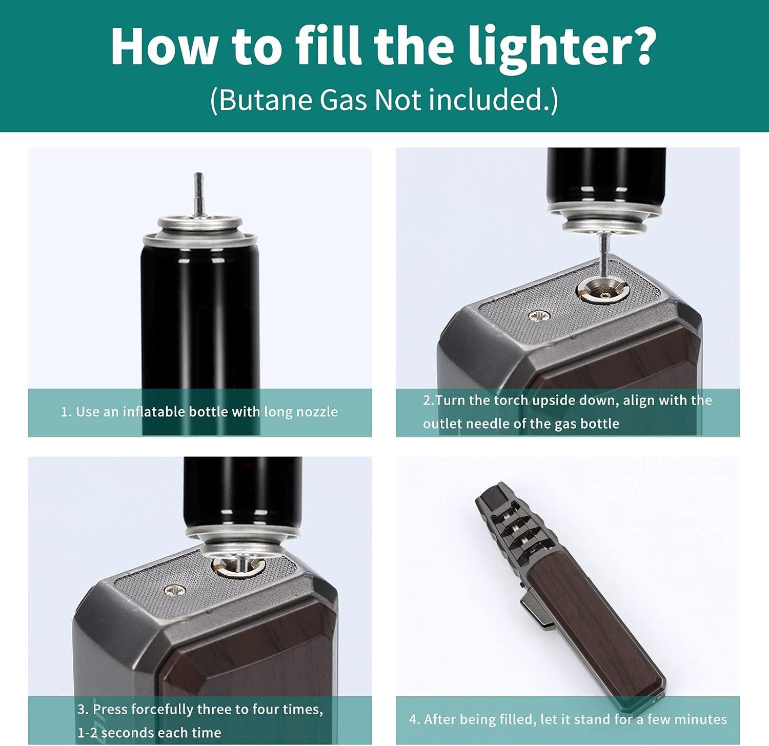 JOBON Butane Torch Lighter, Refillable Blow Jet Solar Flamethrower Best Torches, for Baking Cooking BBQ Kitchen Camping Creme Brûlée - No Gas Included (Old Gray Lacquer with Brown)