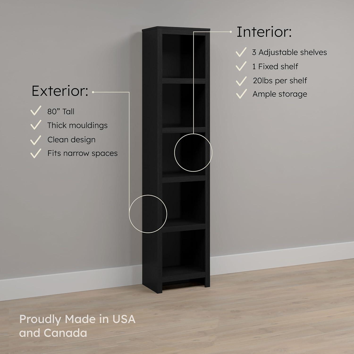 Prepac Tall 6-Shelf Bookcase, Drifted Gray