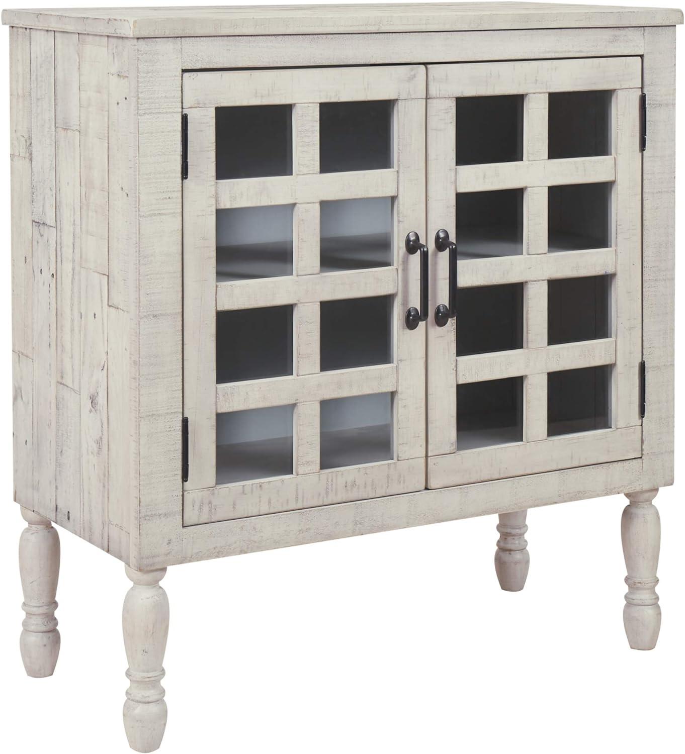 Transitional Whitewash Adjustable Office Accent Cabinet