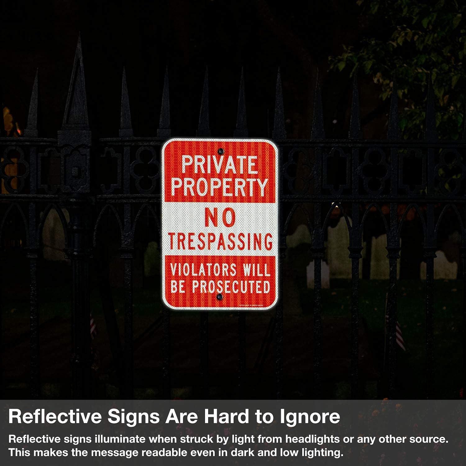 SignMission A-1218-24828 12 x 18 in. Aluminum Sign - Private Property No Trespassing Violators Will Be Prosecuted