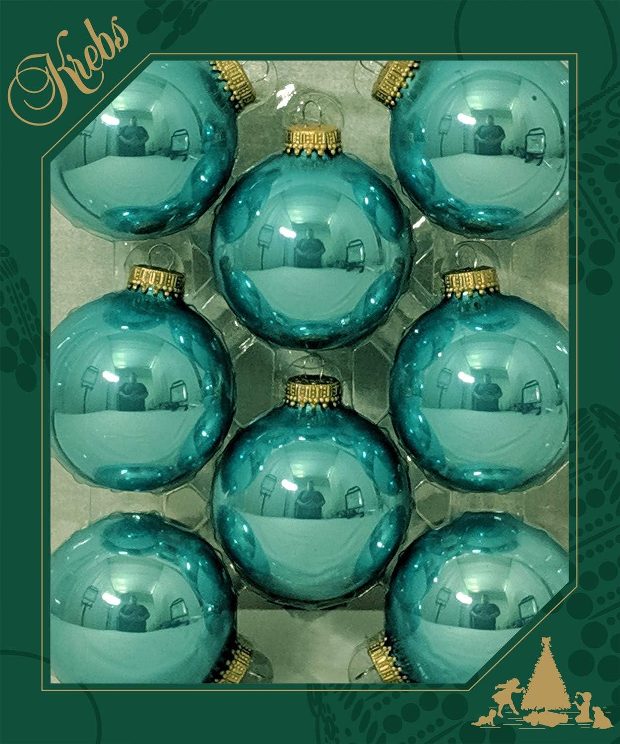 2 5/8" (67mm) Seamless Glass Ornament 8 Pieces, Decorated Designer Heirloom