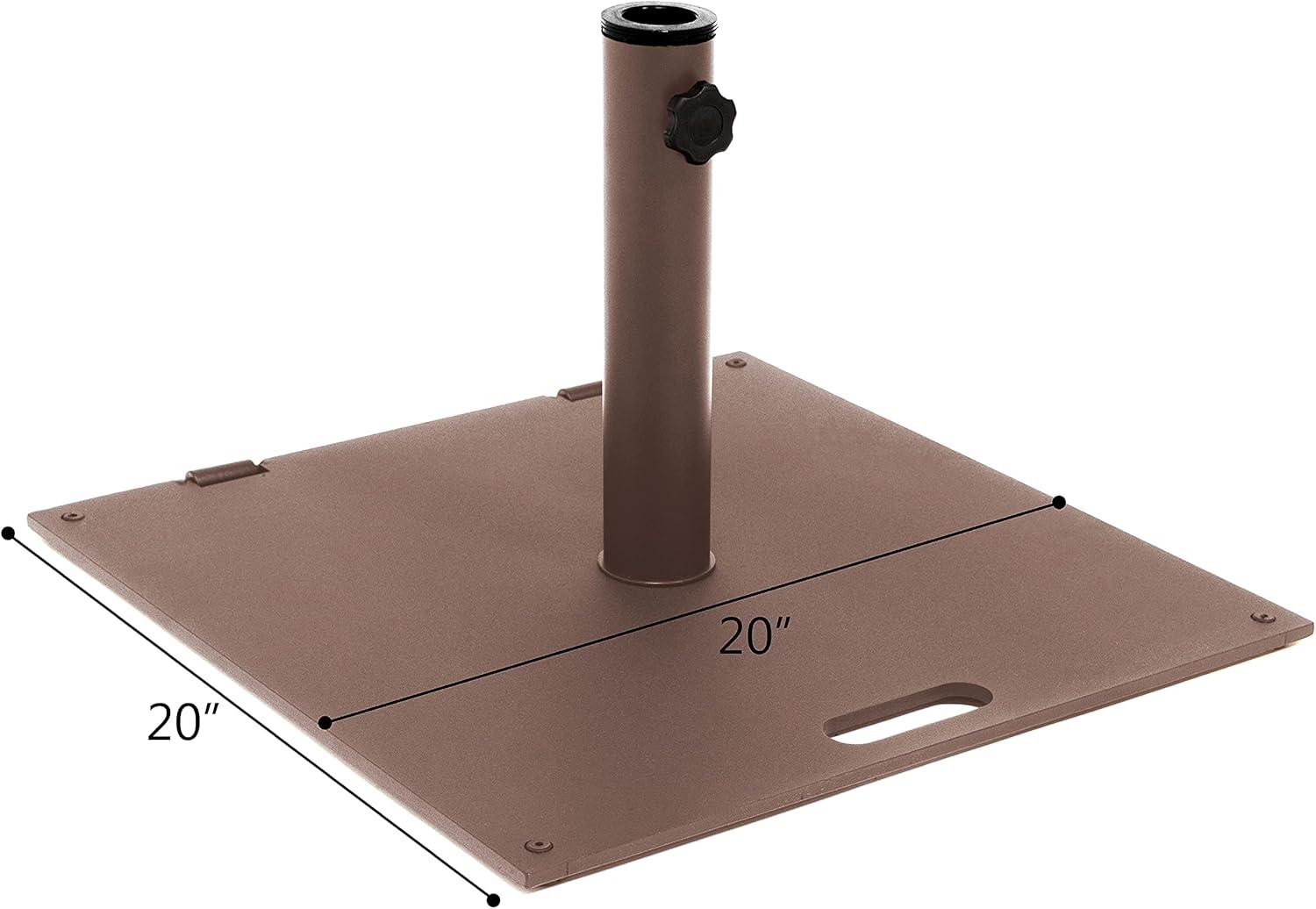Brown Steel 20" Square Patio Umbrella Base with Wheels