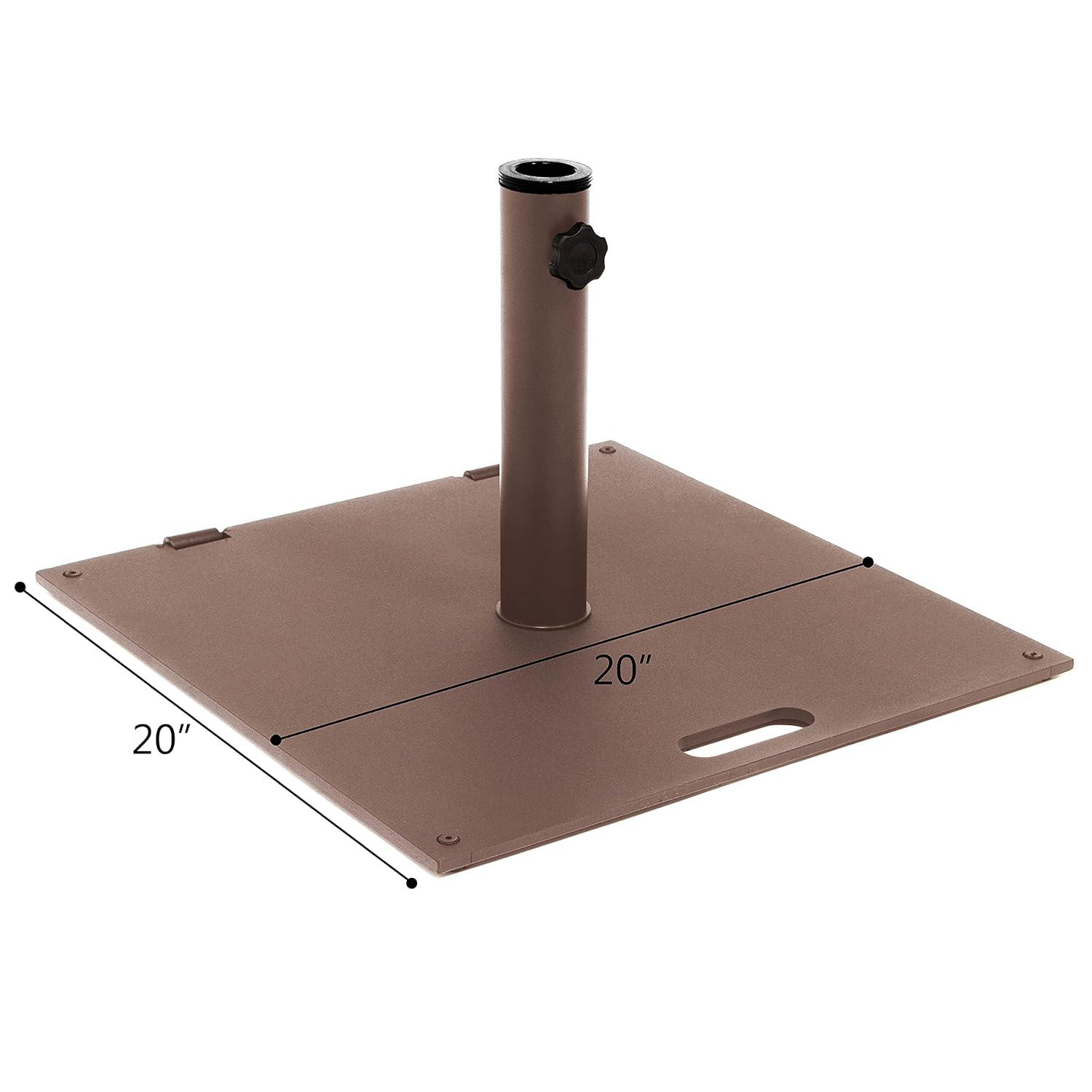 20 in Square 36lb Steel Umbrella Base with Wheels and Carry Handle (Brown)