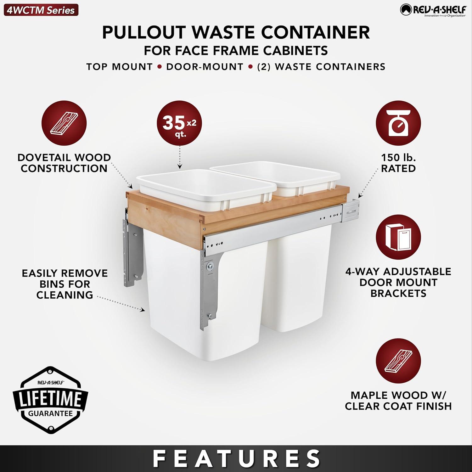 Rev-A-Shelf Rev-A-Shelf Single Pullout Top Mount Trash Can
