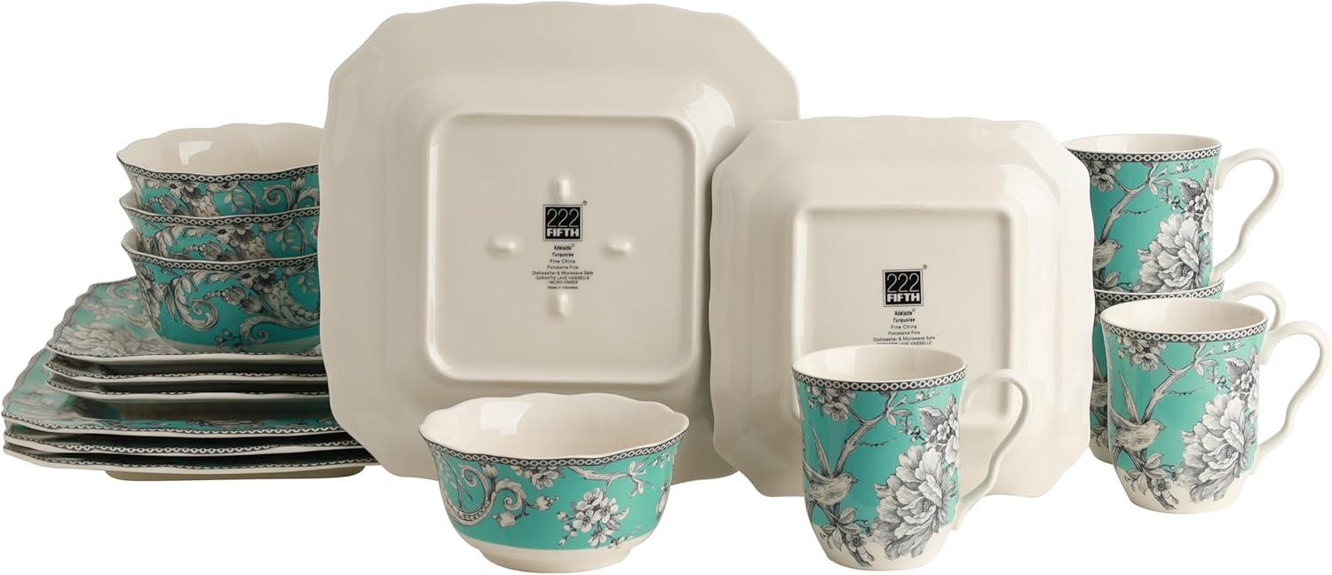 222 Fifth 222 Fifth Adelaide 16-Piece Porcelain Floral Dinnerware Set - Service For 4