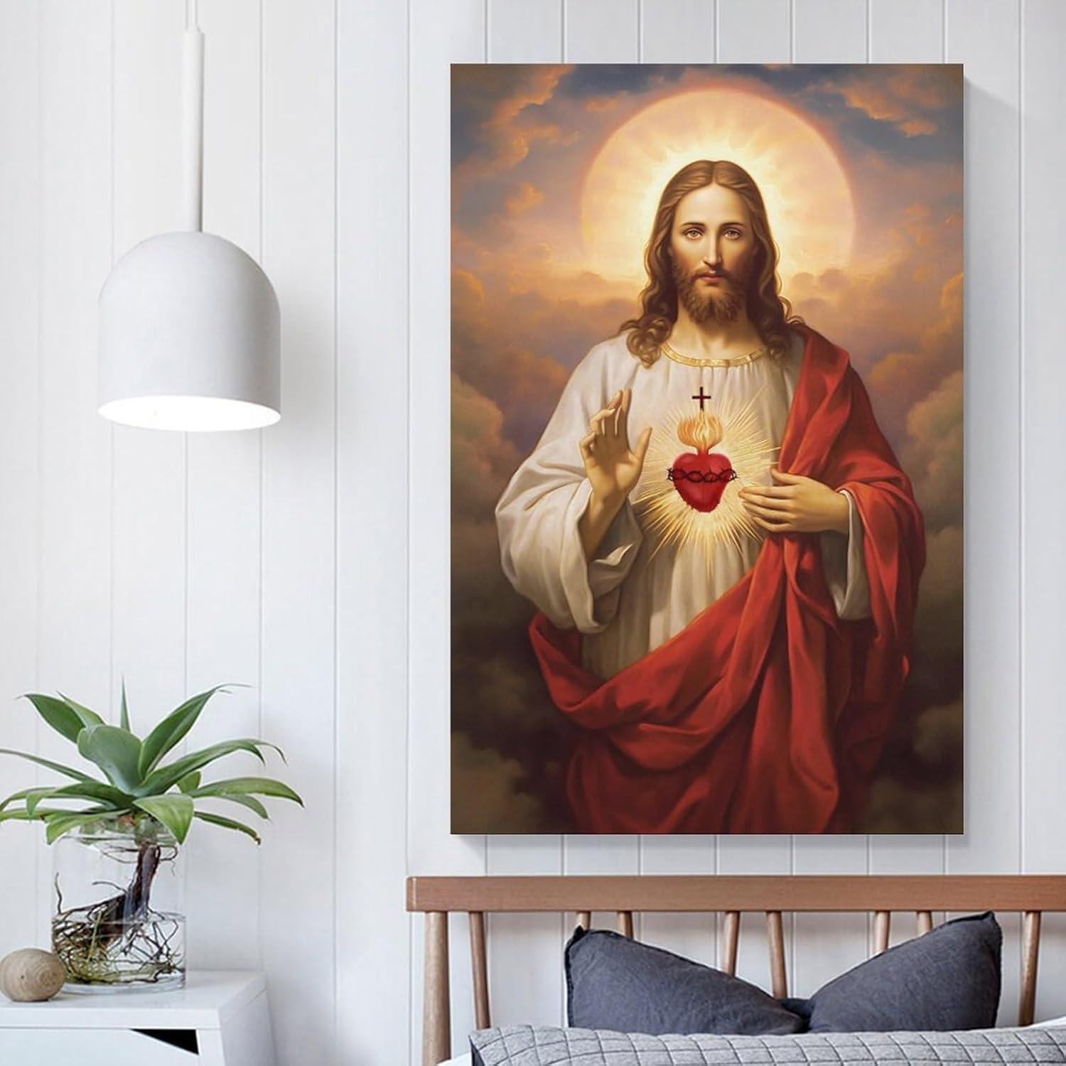 Sacred Heart of Jesus Religious Canvas Wall Art