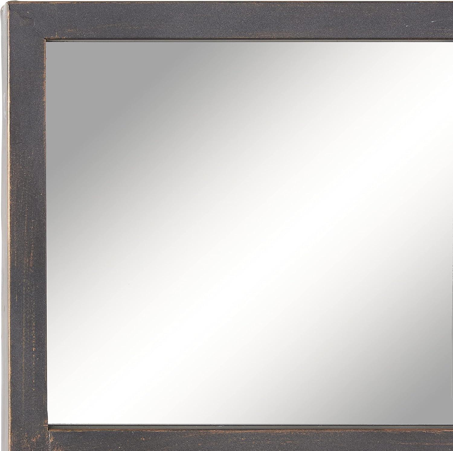 Glass Window Pane Inspired Wall Mirror Black - Olivia & May: Industrial Style, 45x35.38", Iron Frame