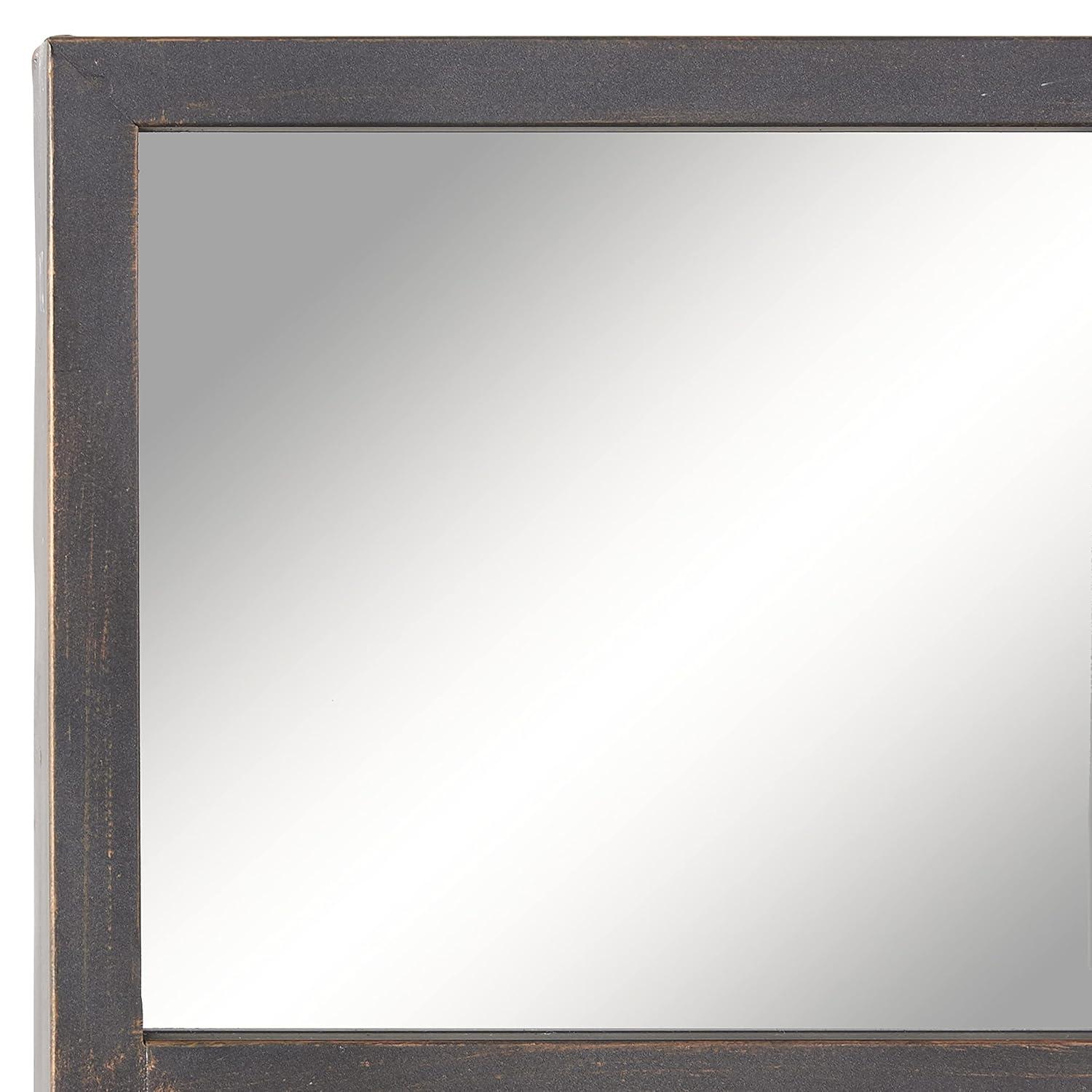 DecMode 30" x 48" Black Arched Window Pane Wall Mirror
