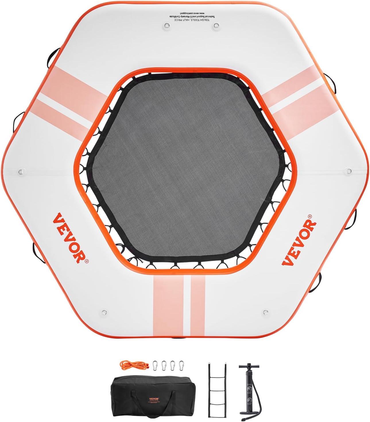 Stellweilan Tessberg 8.5FT Inflatable Dock Platform with 5FT Trampoline Mesh Pool with Portable Bag & Detachable Ladder