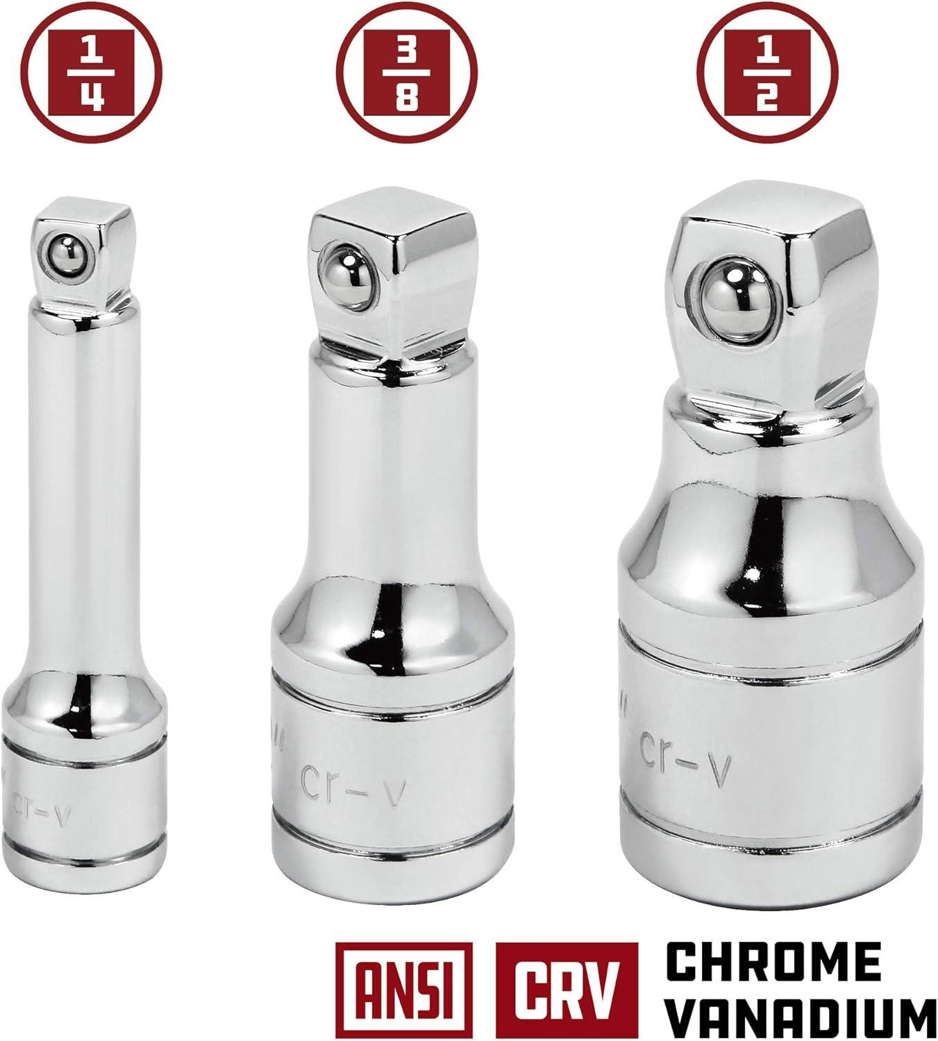 Powerbuilt 3 Pc. 2 in. Long Wobble Extension Bar Set, 1/4, 3/8, /1/2 in. Drive