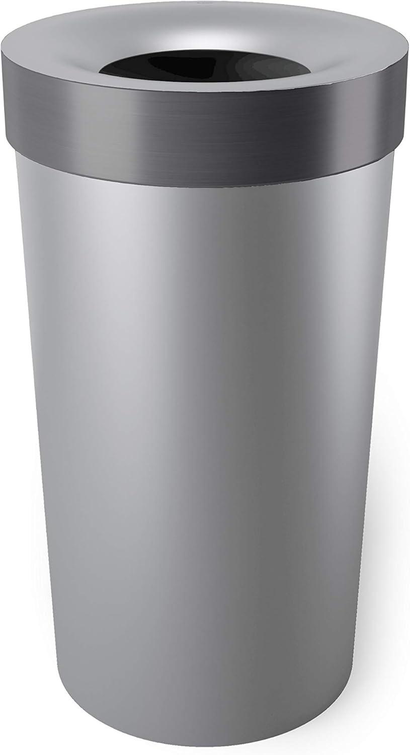 Grey Nickel 16.5 Gallon Open Top Plastic Trash Can