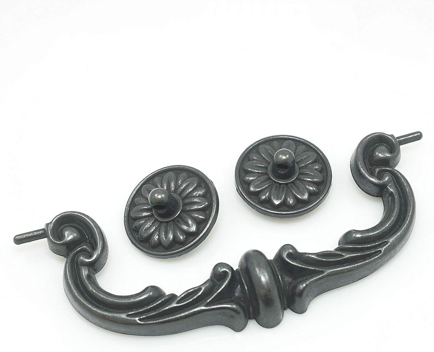 6 Pack 6" Centers Vintage Large Drop Bail Dresser Pull Handle Swing Drawer Pulls Rustic Antique Black Kitchen Cabinet Pull Handle Hardware 150 mm