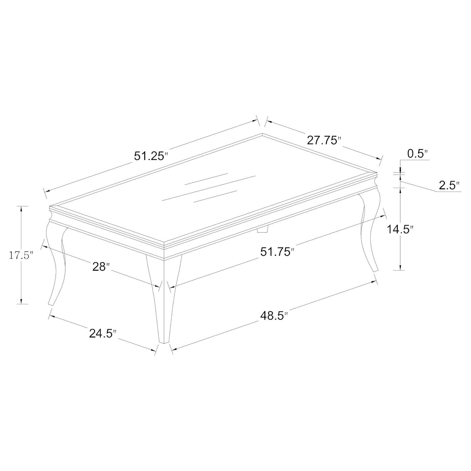 Luna Rectangle Coffee Table White and Chrome