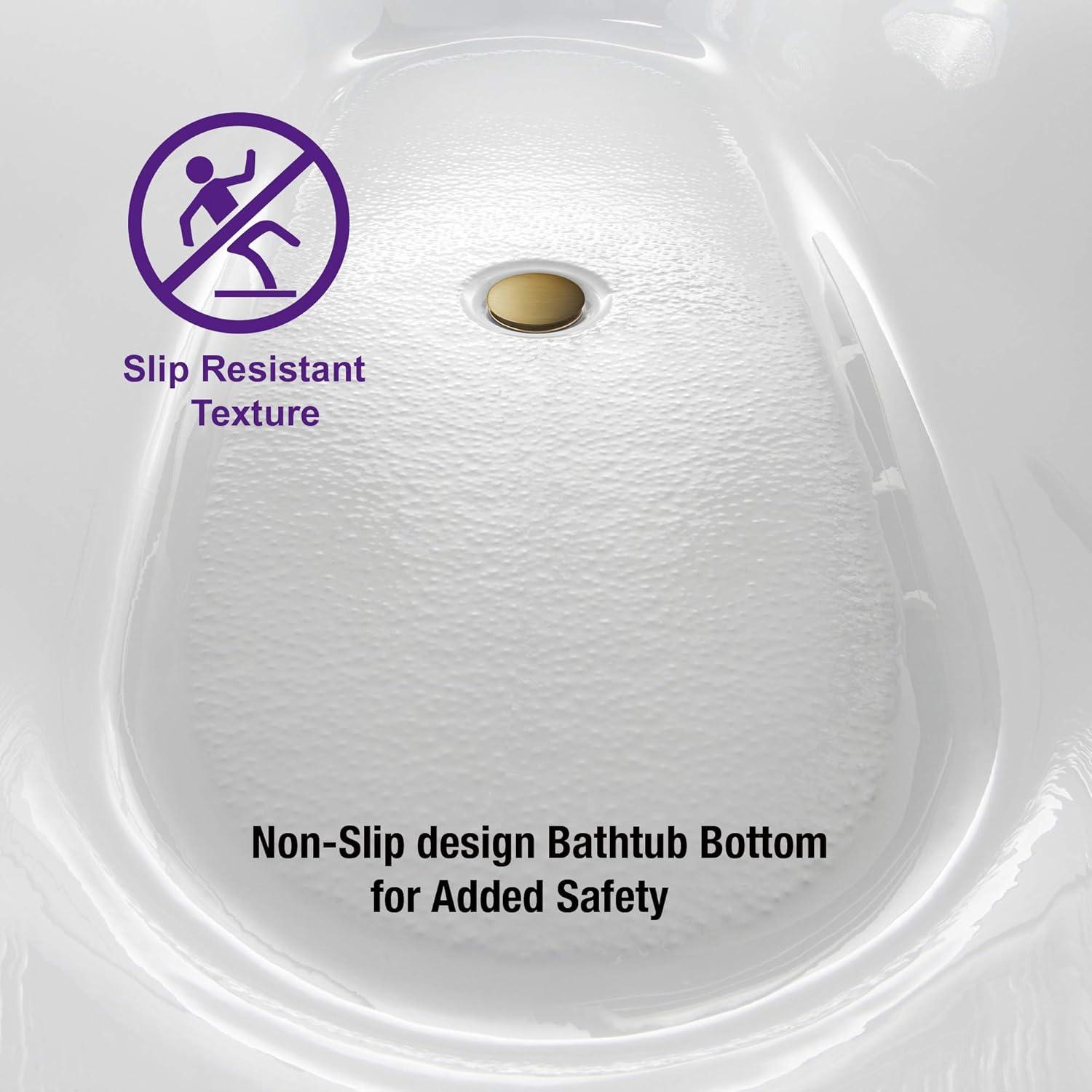 WOODBRIDGE 54" Acrylic Freestanding Bathtub Contemporary Soaking White Tub with Brushed Gold Overflow and Drain,B1702-BG