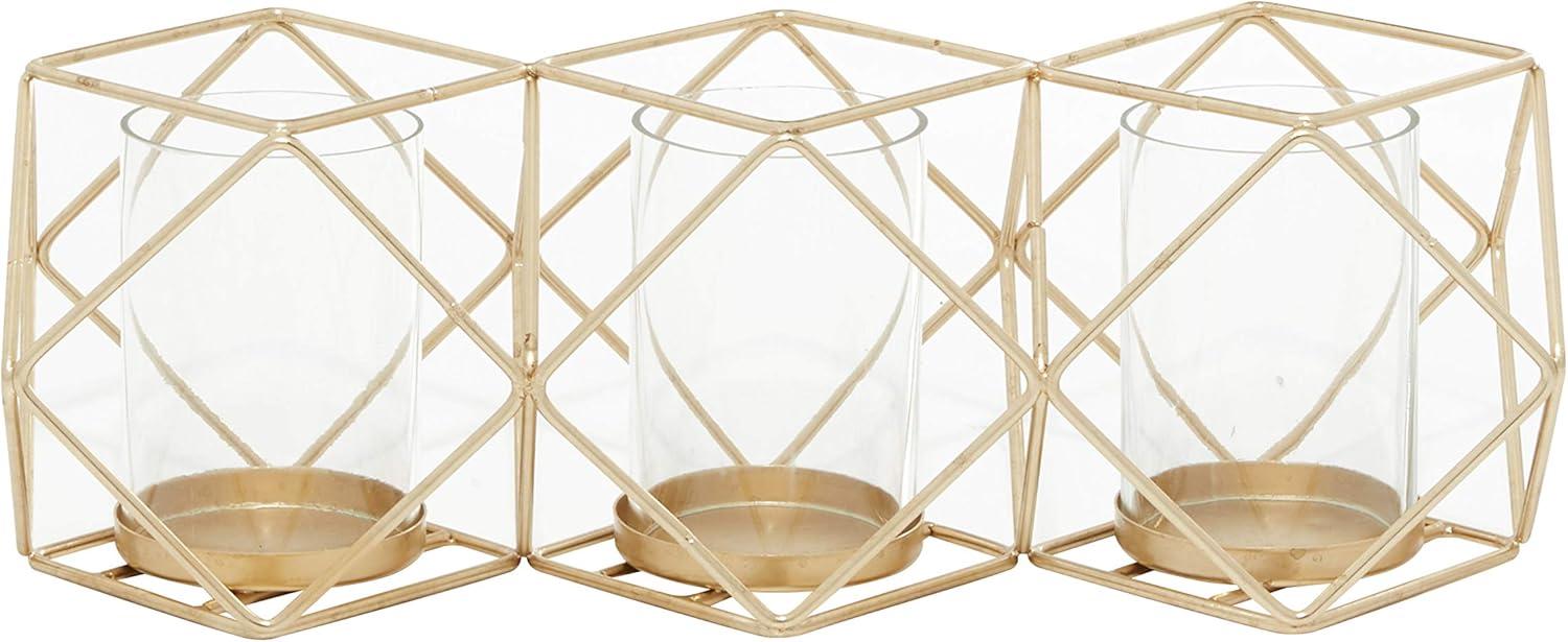 22" x 6" Round Glass Pillar Candle Holder Black - Olivia & May: Elegant Mantel Decor, 5-Unit Tray