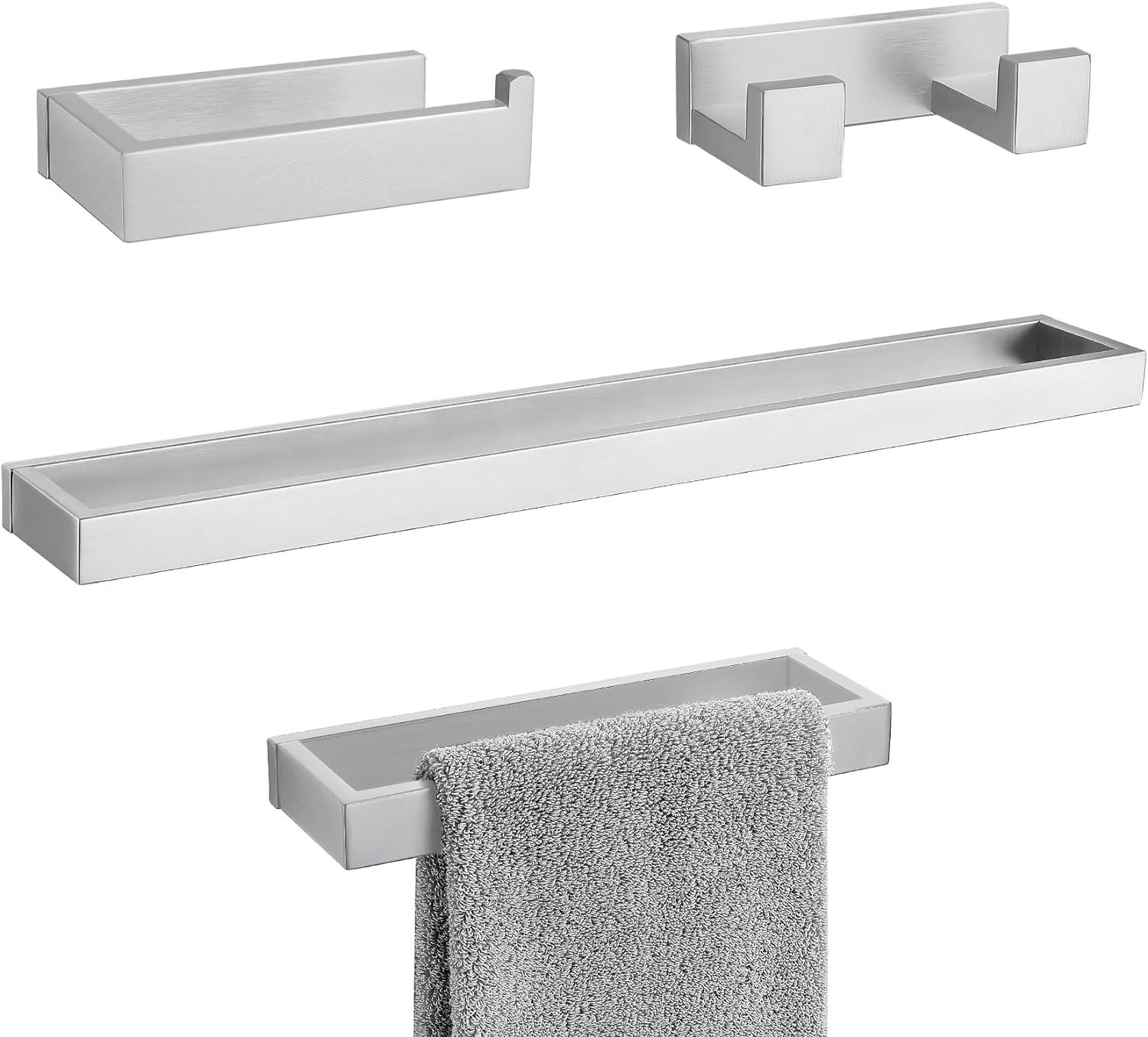 Brushed Nickel 4-Piece Stainless Steel Bathroom Hardware Set