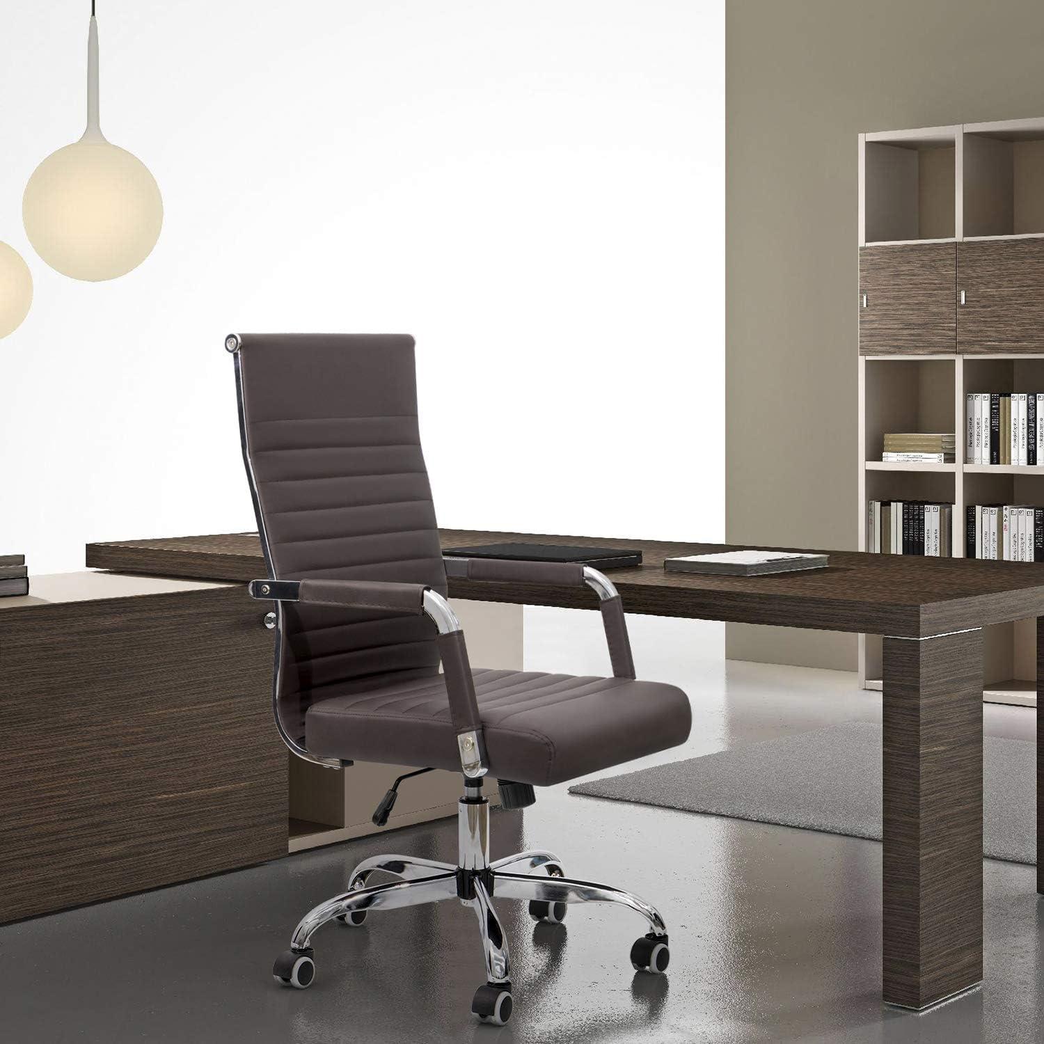 LACOO Mid-Back Faux Leather Desk Chair - Gray