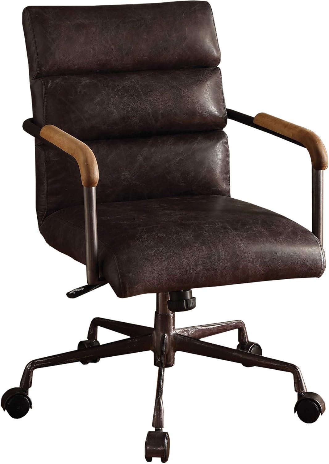 Vintage Executive Swivel Office Chair in Antique Brown Leather