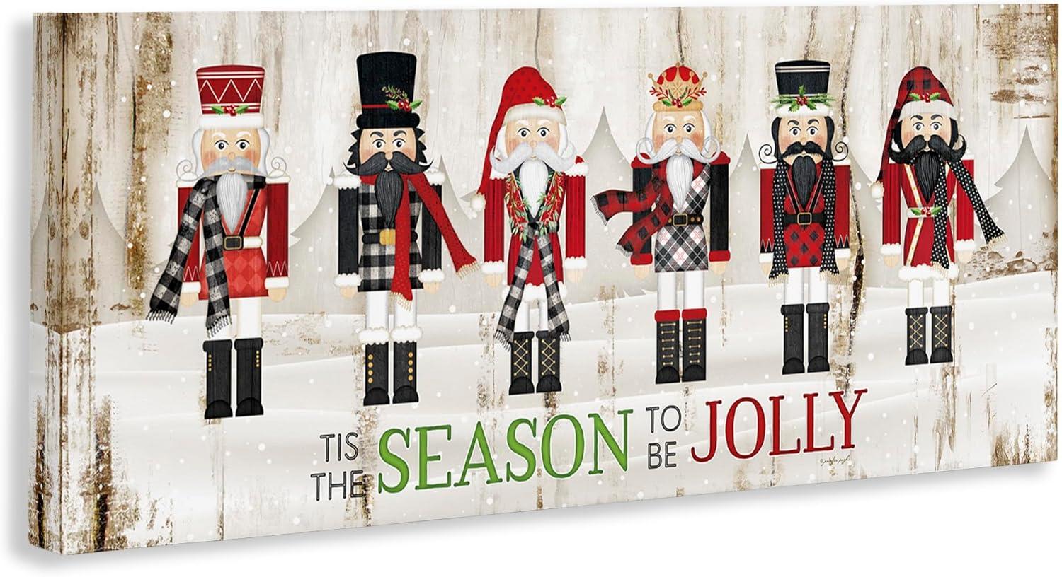 Stupell Industries To Be Jolly Festive Phrase Winter Christmas Nutcrackers Inspirational Painting Gallery Wrapped Canvas Print Wall Art, 10 x 24