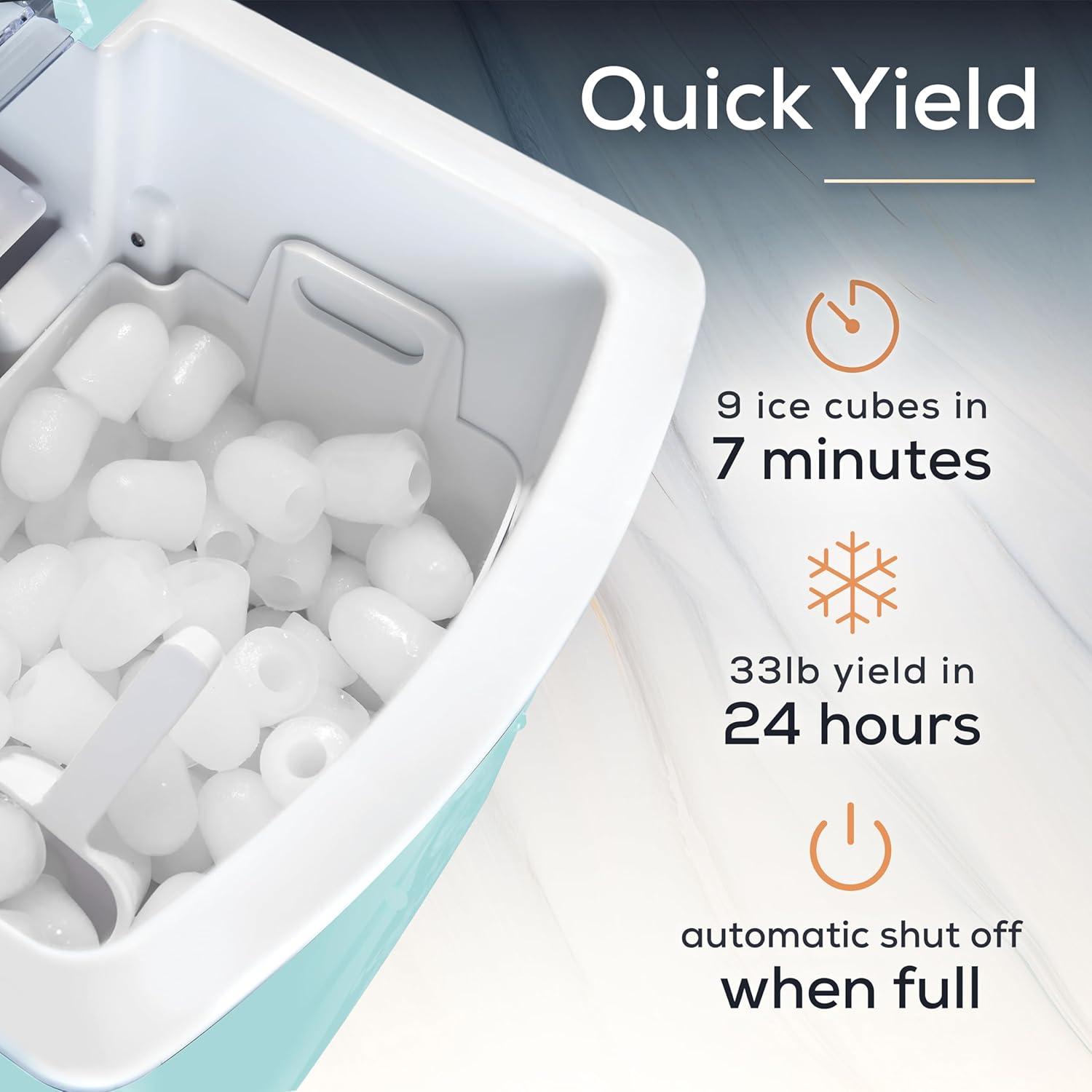 Igloo 33-Pound Automatic Portable Countertop Ice Maker Machine, Aqua