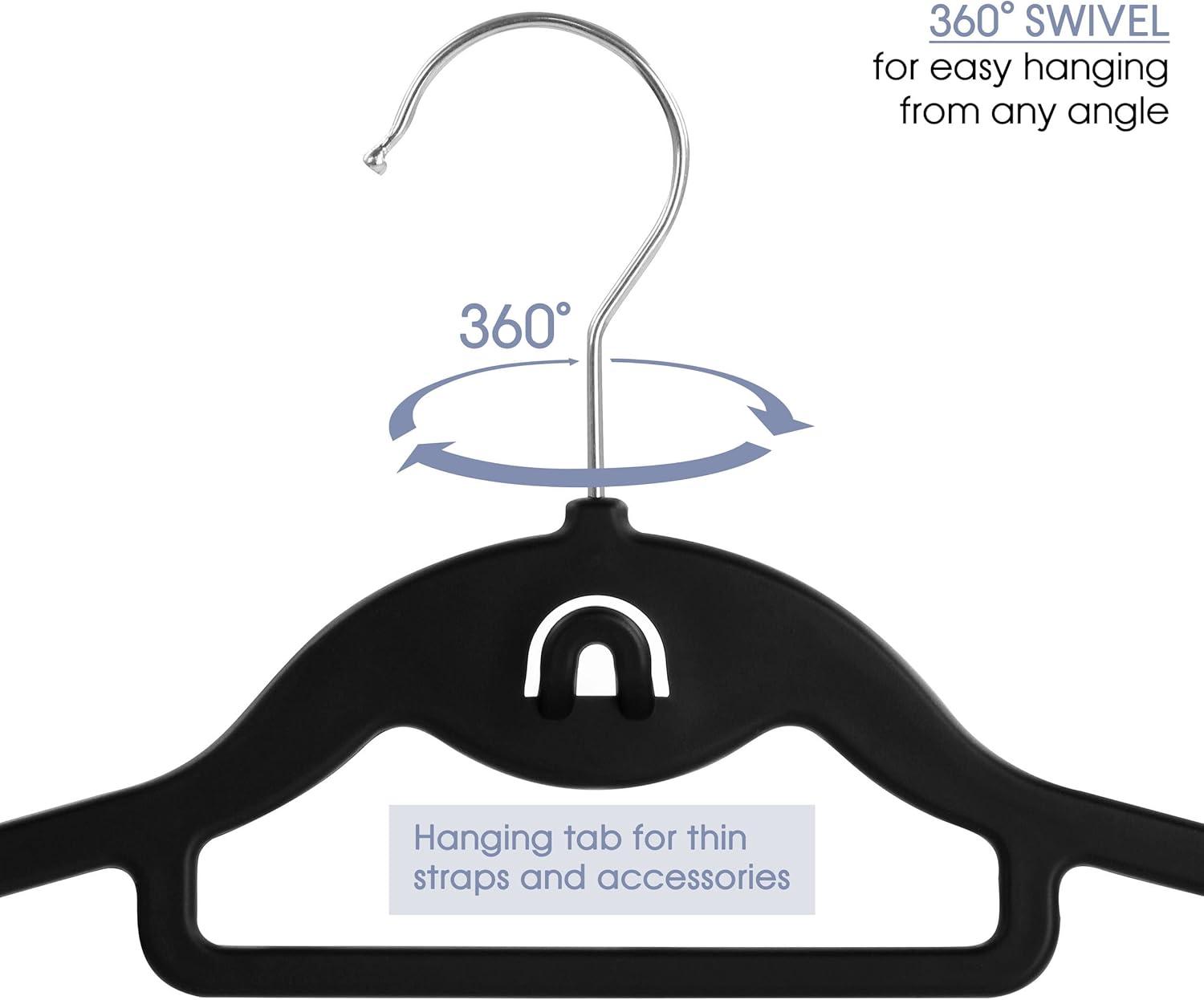 Elama Home 30 Piece Rubber Non Slip Hanger with Hanging Tab in Black