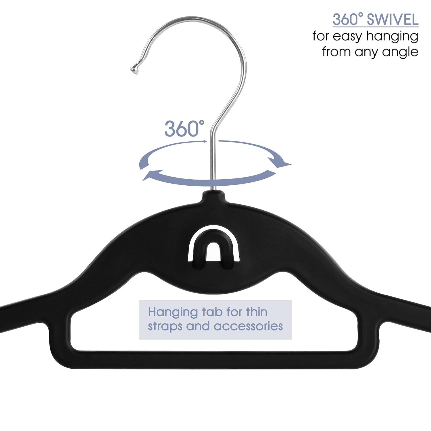 Elama Home 30 Piece Rubber Non Slip Hanger with Hanging Tab in Black