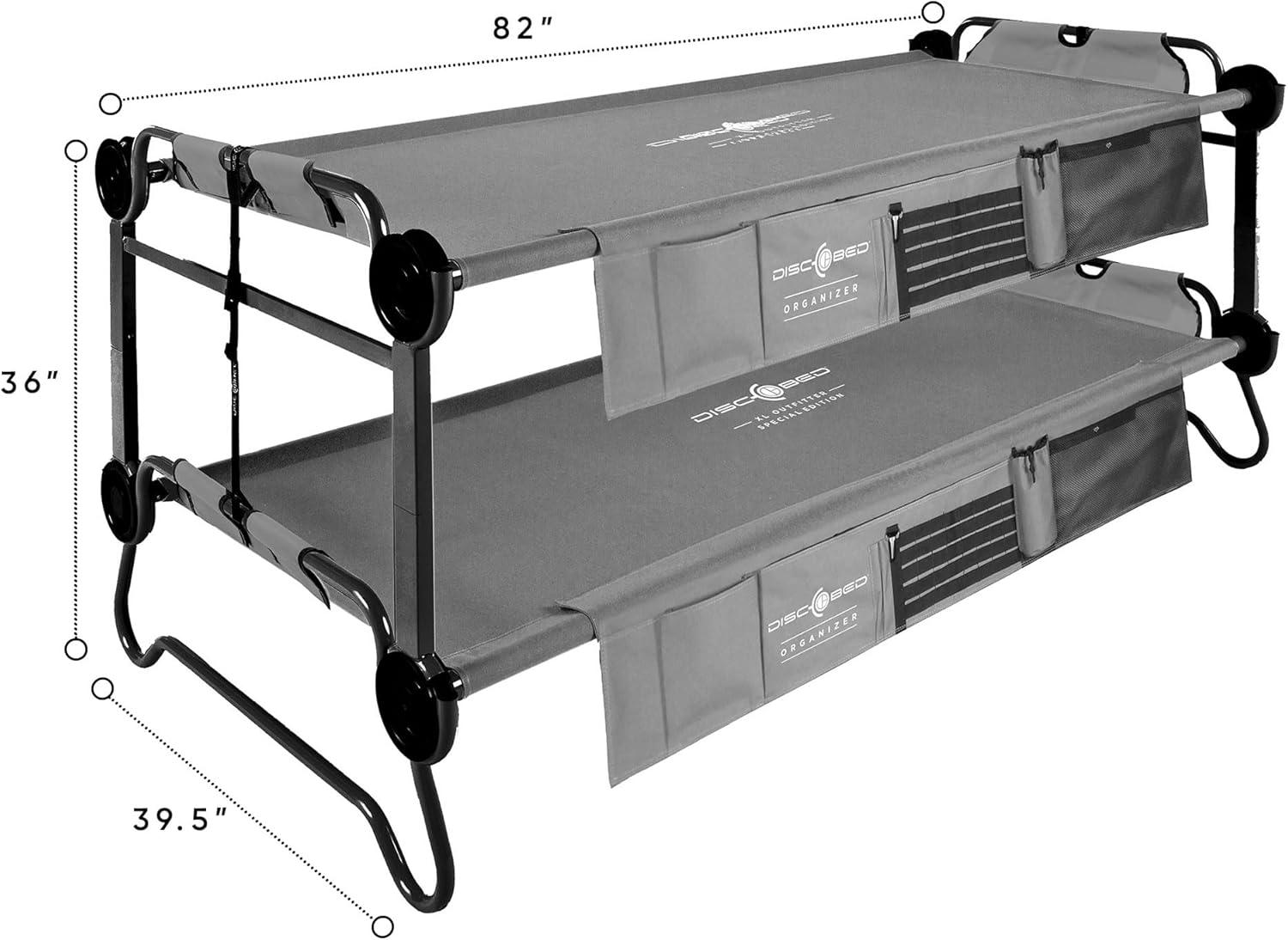 Extra Large Disc-O-Bed Special Edition Outfitter with 2 Side Organizers; Grey