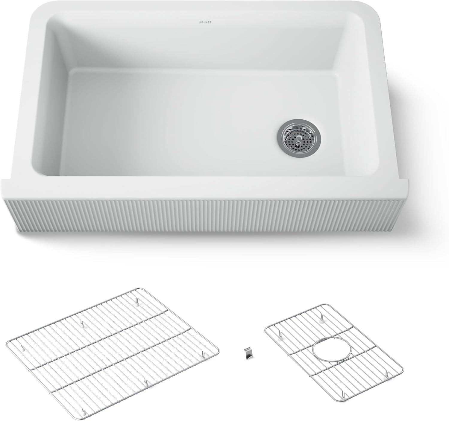 Cairn Undermount Single-Bowl Farmhouse Kitchen Sink with Fluted Design