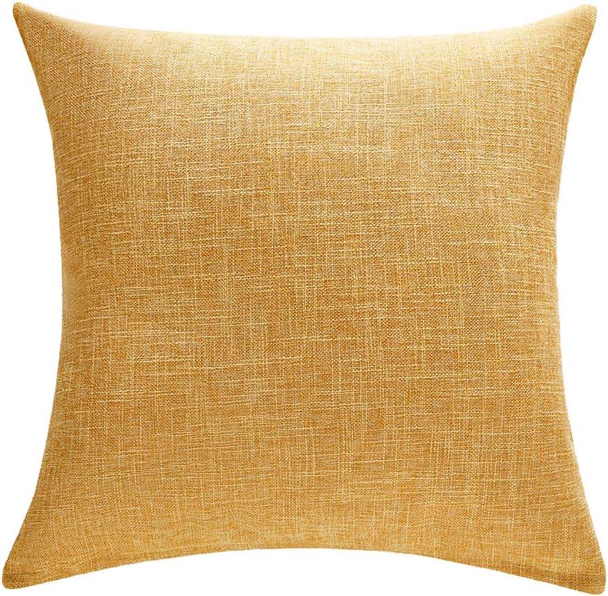 Set of 2 Mustard Yellow Linen Throw Pillow Covers 18x18 Inch